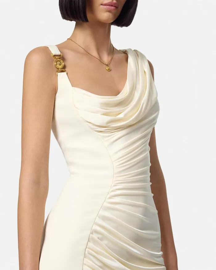 Versace Dresses Medusa 03995 Draped Gown White 8211 Women Versace Dresses Medusa 03995 Draped Gown White 8211 Women
