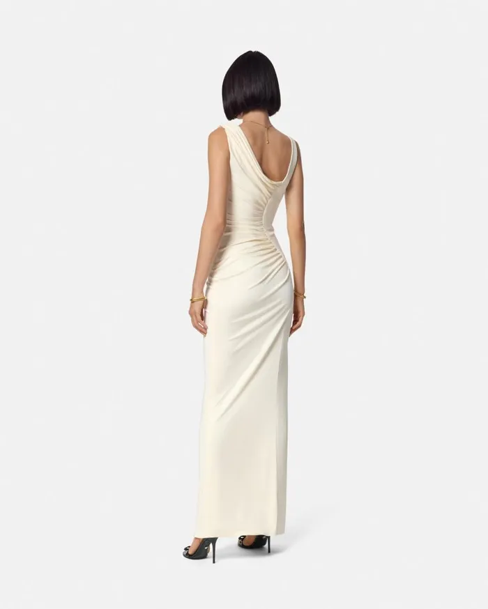 Versace Dresses Medusa 03995 Draped Gown White 8211 Women Versace Dresses Medusa 03995 Draped Gown White 8211 Women