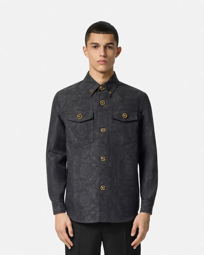 Versace Jackets and Coats Barocco Jacquard Overshirt Gray 8211 Men Versace Jackets and Coats Barocco Jacquard Overshirt Gray 8211 Men