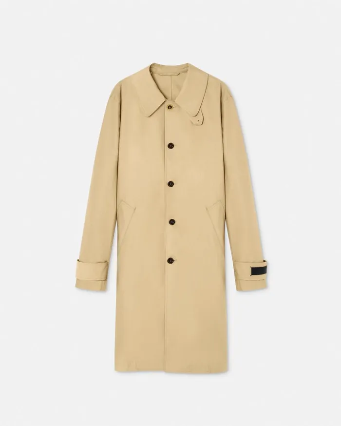 Versace Jackets and Coats Barocco Panelled Gabardine Trench Coat Yellowprint 8211 Men