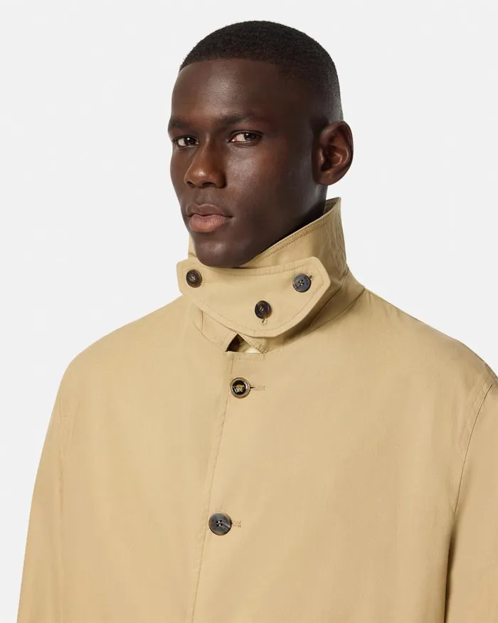 Versace Jackets and Coats Barocco Panelled Gabardine Trench Coat Yellowprint 8211 Men Versace Jackets and Coats Barocco Panelled Gabardine Trench Coat Yellowprint 8211 Men