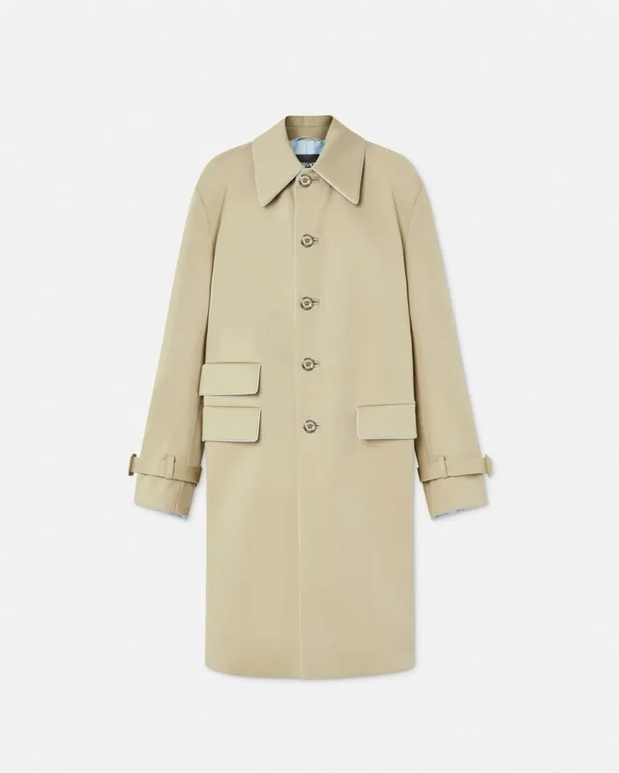 Versace Jackets and Coats Bonded Gabardine Trench Coat Beige 8211 Men