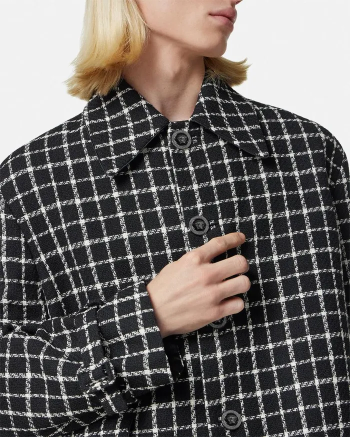 Versace Jackets and Coats SingleBreasted Tweed Overcoat Black 8211 Men Versace Jackets and Coats SingleBreasted Tweed Overcoat Black 8211 Men