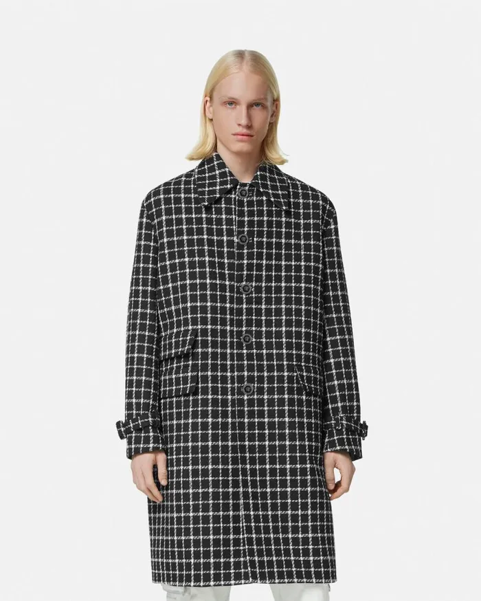 Versace Jackets and Coats SingleBreasted Tweed Overcoat Black 8211 Men Versace Jackets and Coats SingleBreasted Tweed Overcoat Black 8211 Men