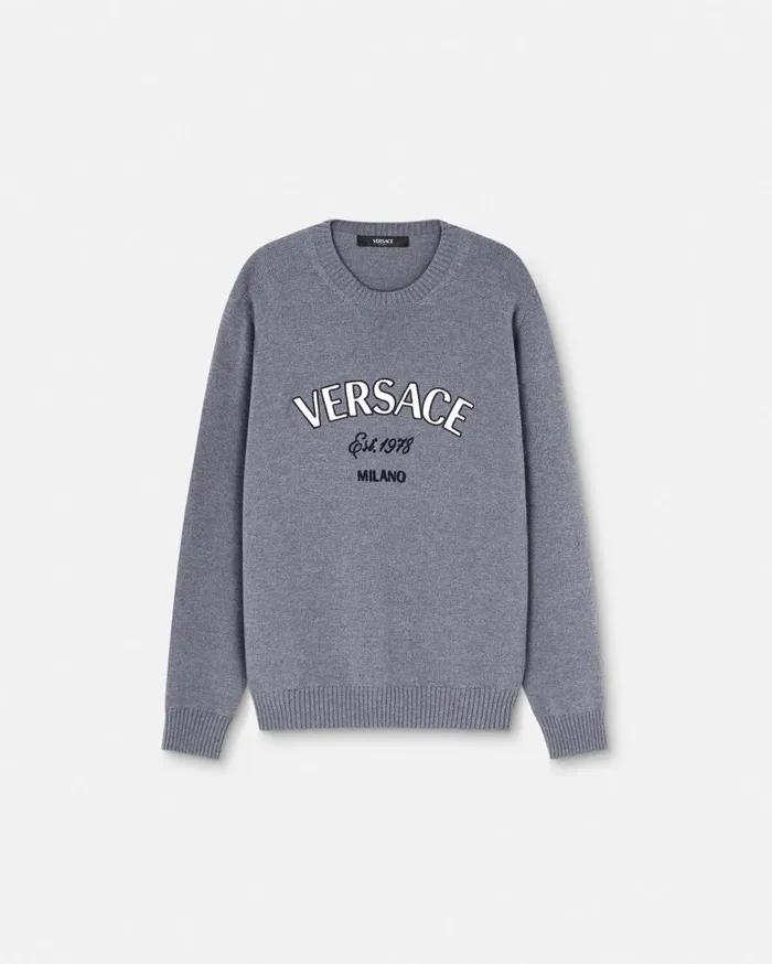 Versace Knitwear Versace Milano Stamp Sweater Gray 8211 Men