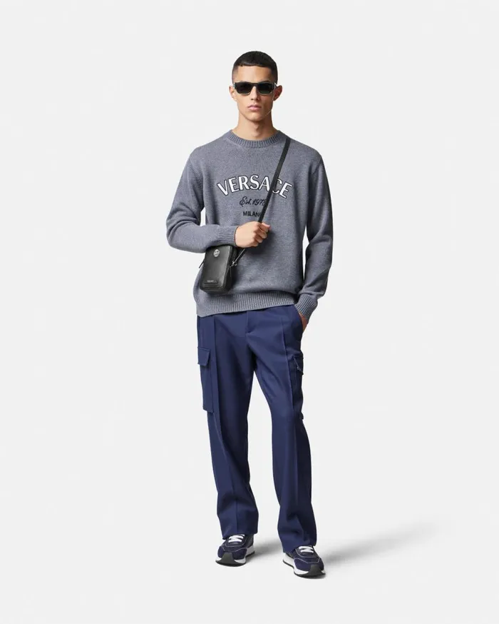 Versace Knitwear Versace Milano Stamp Sweater Gray 8211 Men Versace Knitwear Versace Milano Stamp Sweater Gray 8211 Men