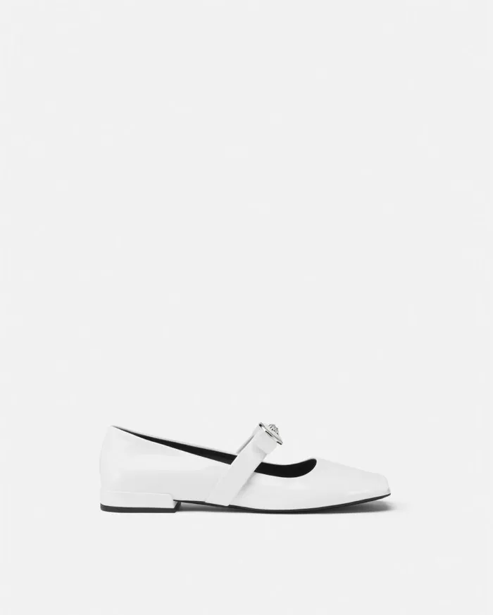 Versace Loafers and Flats Gianni Ribbon Open Patent Ballerinas White 8211 Women