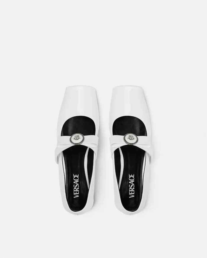 Versace Loafers and Flats Gianni Ribbon Open Patent Ballerinas White 8211 Women Versace Loafers and Flats Gianni Ribbon Open Patent Ballerinas White 8211 Women