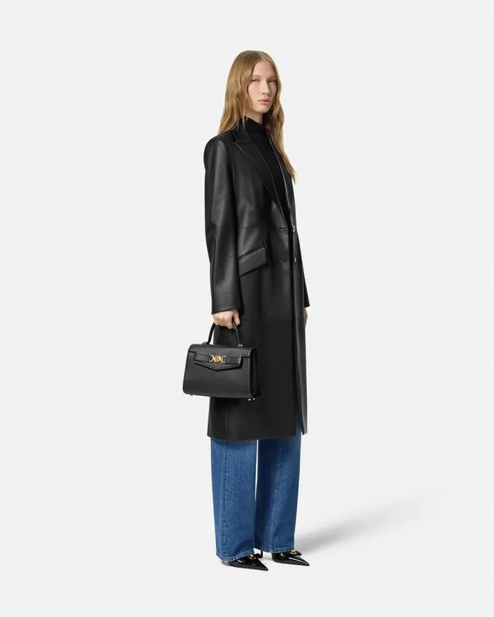 Versace Outerwear and Coats SingleBreasted Leather Coat Black 8211 Women Versace Outerwear and Coats SingleBreasted Leather Coat Black 8211 Women