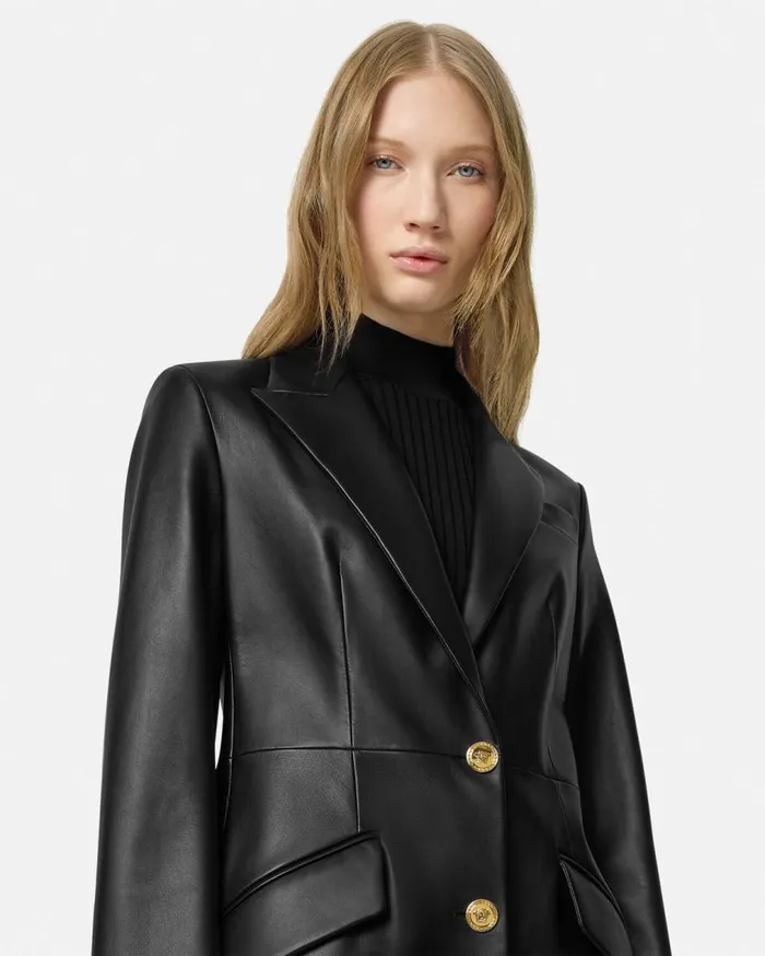 Versace Outerwear and Coats SingleBreasted Leather Coat Black 8211 Women Versace Outerwear and Coats SingleBreasted Leather Coat Black 8211 Women
