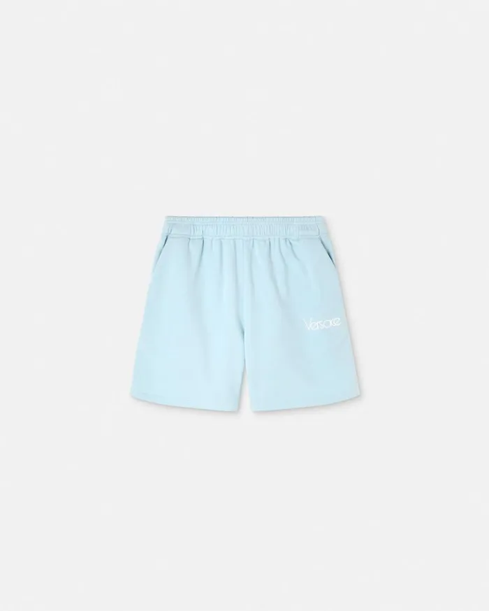 Versace Pants and Shorts 1978 ReEdition Logo Sweat Shorts Light Blue 8211 Women