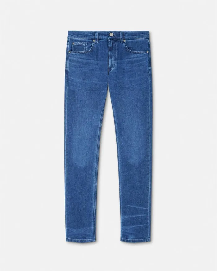 Versace Pants and Shorts Embroidered Slim Fit Jeans Blue 8211 Men