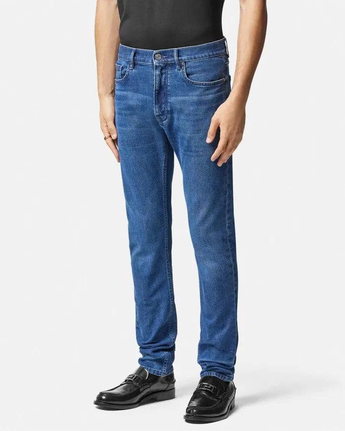 Versace Pants and Shorts Embroidered Slim Fit Jeans Blue 8211 Men Versace Pants and Shorts Embroidered Slim Fit Jeans Blue 8211 Men