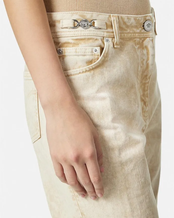 Versace Pants and Shorts Medusa 03995 Boyfriend Jeans Beige 8211 Women Versace Pants and Shorts Medusa 03995 Boyfriend Jeans Beige 8211 Women