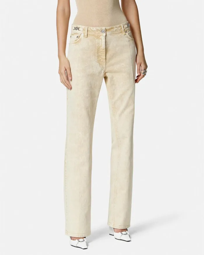 Versace Pants and Shorts Medusa 03995 Boyfriend Jeans Beige 8211 Women Versace Pants and Shorts Medusa 03995 Boyfriend Jeans Beige 8211 Women