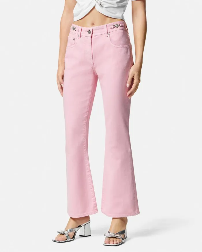 Versace Pants and Shorts Medusa 03995 Crop Flared Jeans Light Pink 8211 Women Versace Pants and Shorts Medusa 03995 Crop Flared Jeans Light Pink 8211 Women