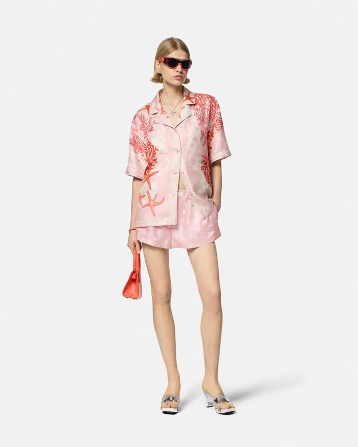 Versace Pants and Shorts Stella Marina Silk Boxer Shorts White 8211 Women Versace Pants and Shorts Stella Marina Silk Boxer Shorts White 8211 Women