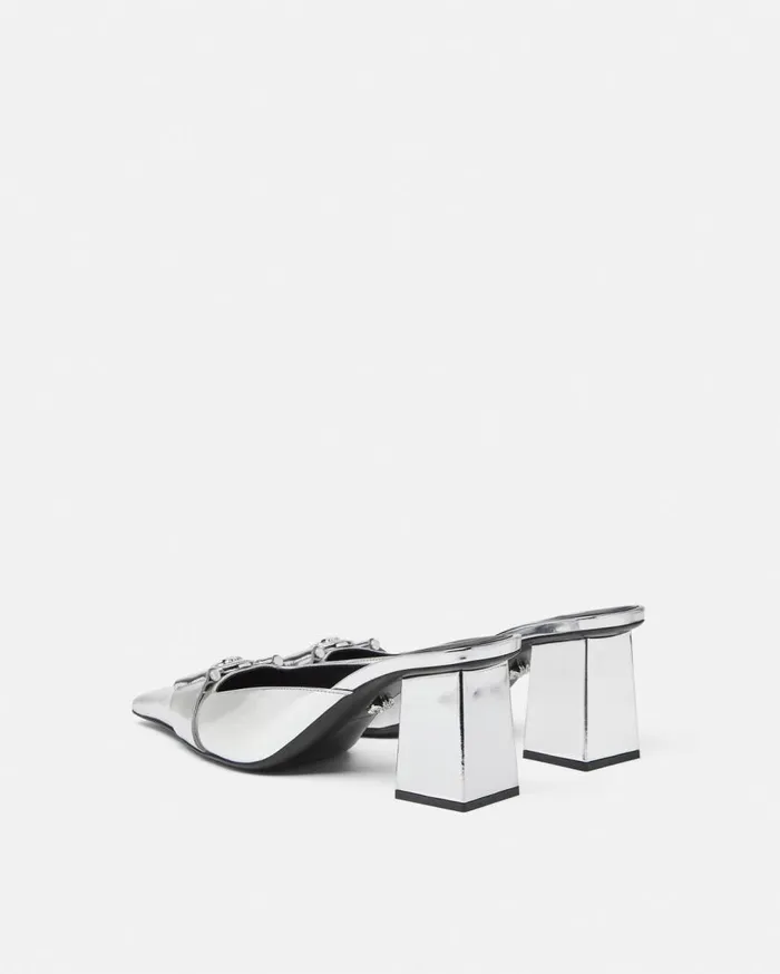 Versace Pumps and Slingbacks Medusa Buckle Metallic Mule Pumps 70 Mm Silver 8211 Women Versace Pumps and Slingbacks Medusa Buckle Metallic Mule Pumps 70 Mm Silver 8211 Women