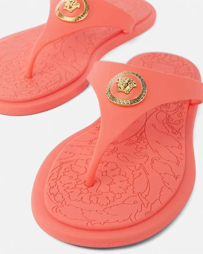 Versace Sandals Alia Flat Rubber Sandals Coral 8211 Women Versace Sandals Alia Flat Rubber Sandals Coral 8211 Women