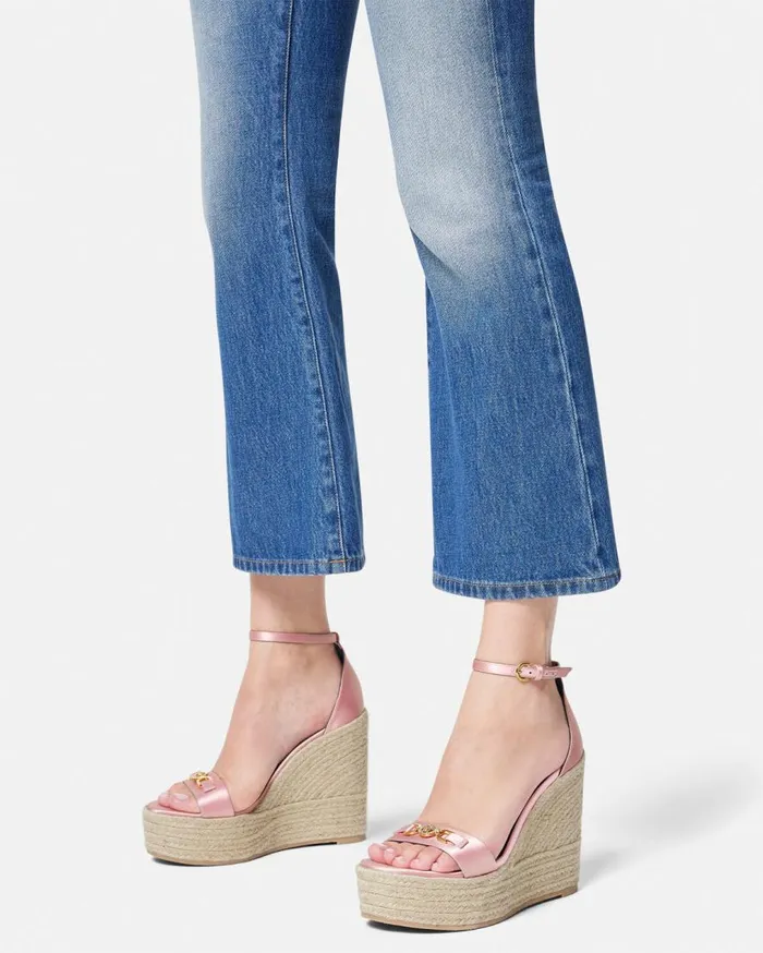 Versace Sandals Medusa 03995 Satin Wedge Sandals 120 Mm Pink 8211 Women Versace Sandals Medusa 03995 Satin Wedge Sandals 120 Mm Pink 8211 Women