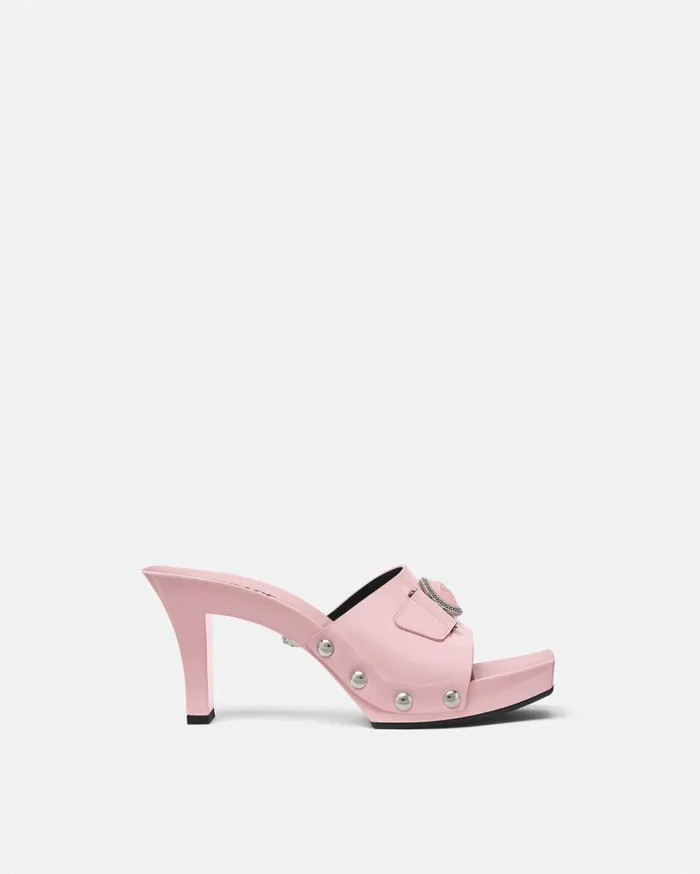 Versace Sandals Medusa Buckle Patent Clogs 60 Mm Light Pink 8211 Women