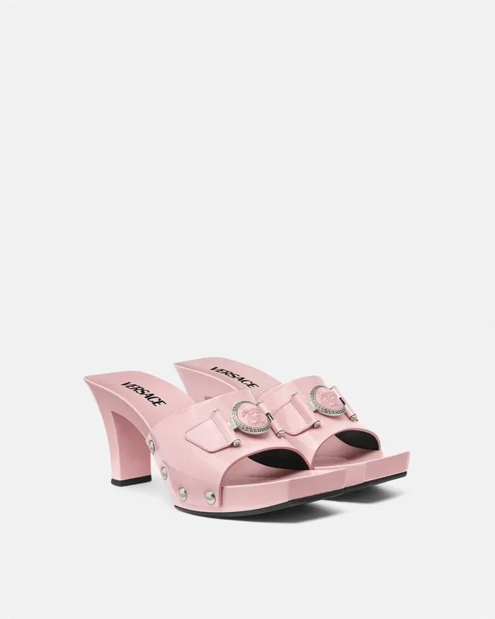 Versace Sandals Medusa Buckle Patent Clogs 60 Mm Light Pink 8211 Women Versace Sandals Medusa Buckle Patent Clogs 60 Mm Light Pink 8211 Women