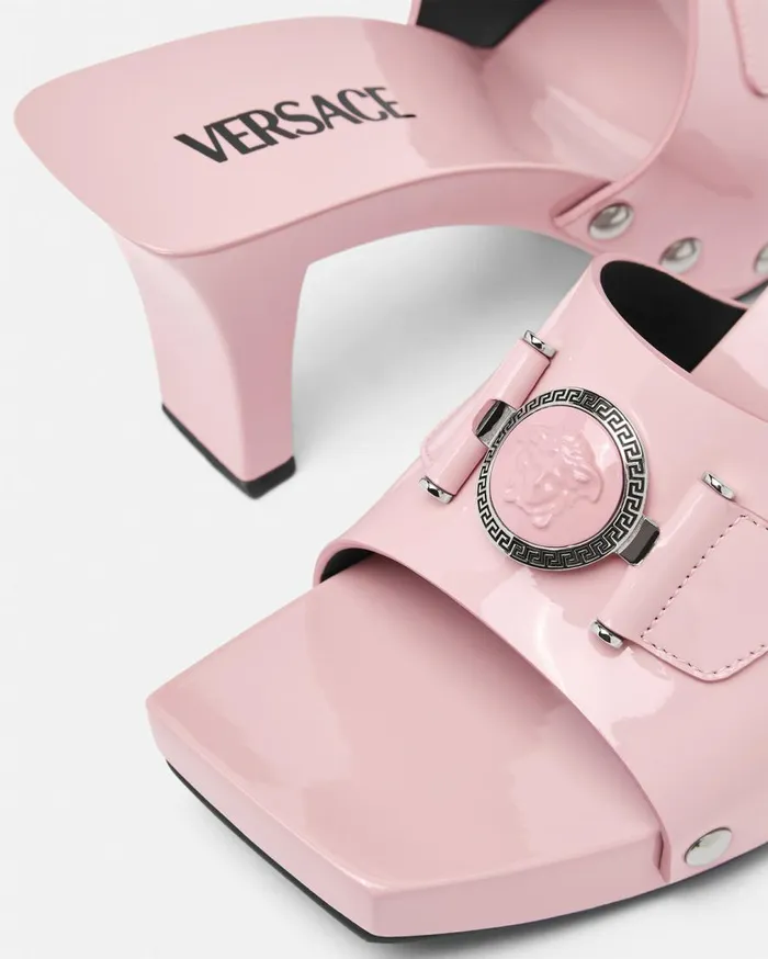 Versace Sandals Medusa Buckle Patent Clogs 60 Mm Light Pink 8211 Women Versace Sandals Medusa Buckle Patent Clogs 60 Mm Light Pink 8211 Women