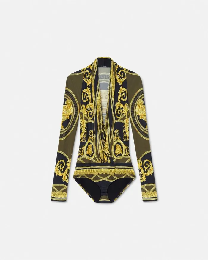 Versace Shirts and Tops La Coupe Des Dieux Draped Bodysuit Blackprint 8211 Women