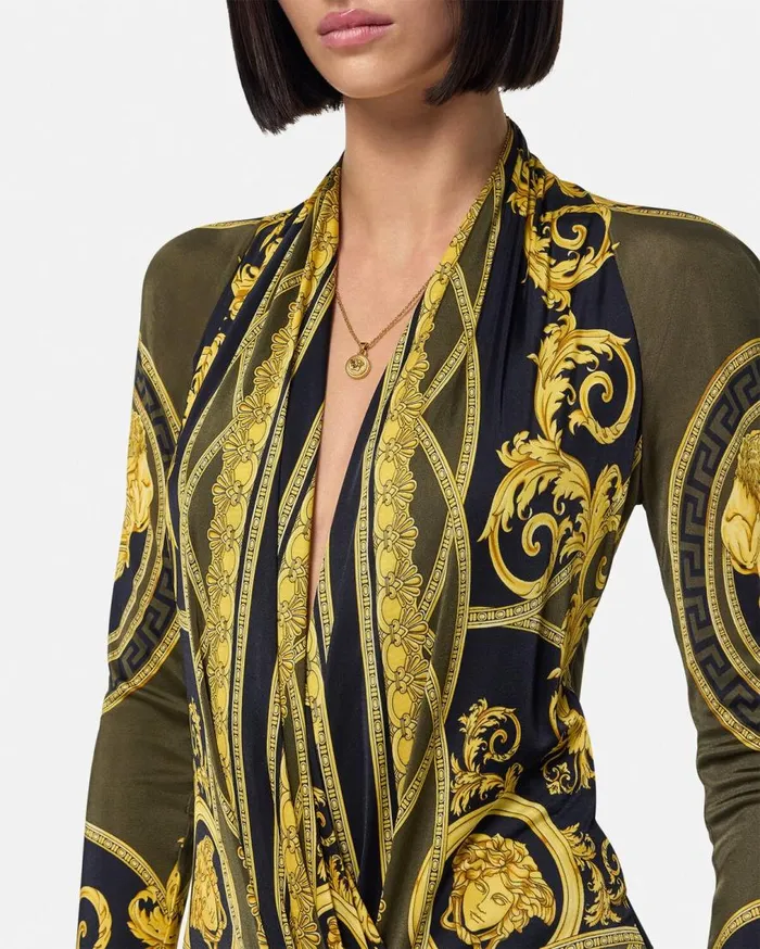 Versace Shirts and Tops La Coupe Des Dieux Draped Bodysuit Blackprint 8211 Women Versace Shirts and Tops La Coupe Des Dieux Draped Bodysuit Blackprint 8211 Women