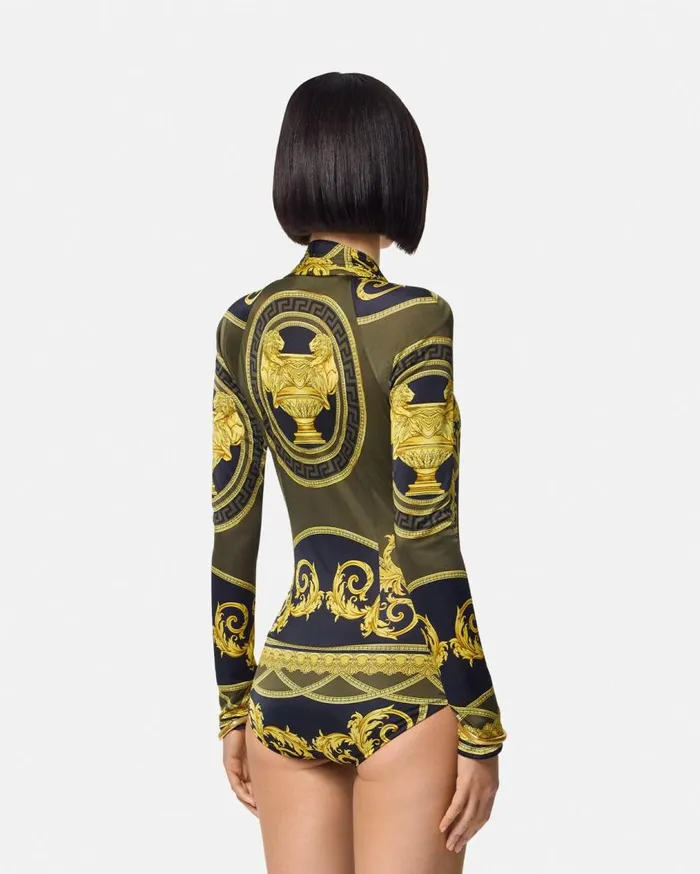 Versace Shirts and Tops La Coupe Des Dieux Draped Bodysuit Blackprint 8211 Women Versace Shirts and Tops La Coupe Des Dieux Draped Bodysuit Blackprint 8211 Women