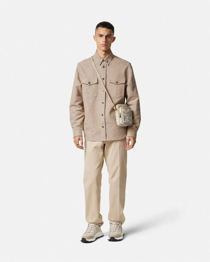 Versace Shirts Barocco Denim Overshirt Beige 8211 Men Versace Shirts Barocco Denim Overshirt Beige 8211 Men