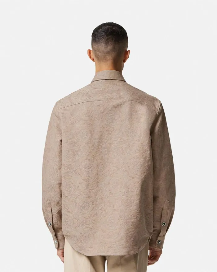Versace Shirts Barocco Denim Overshirt Beige 8211 Men Versace Shirts Barocco Denim Overshirt Beige 8211 Men