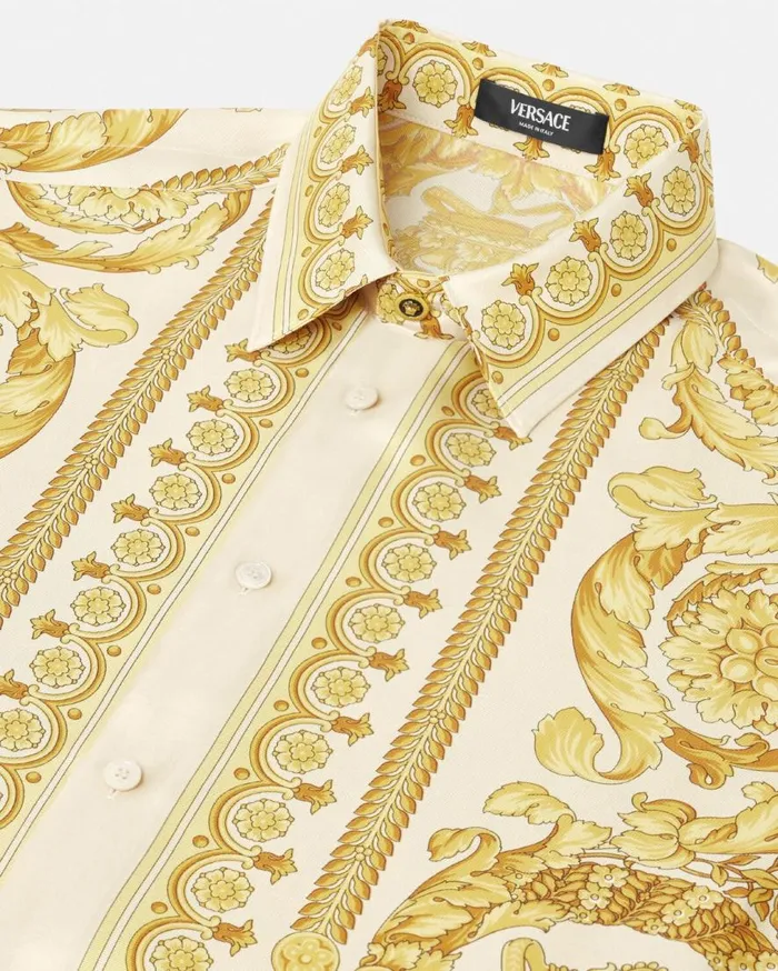 Versace Shirts Barocco Silk Shirt Yellowprint 8211 Men Versace Shirts Barocco Silk Shirt Yellowprint 8211 Men