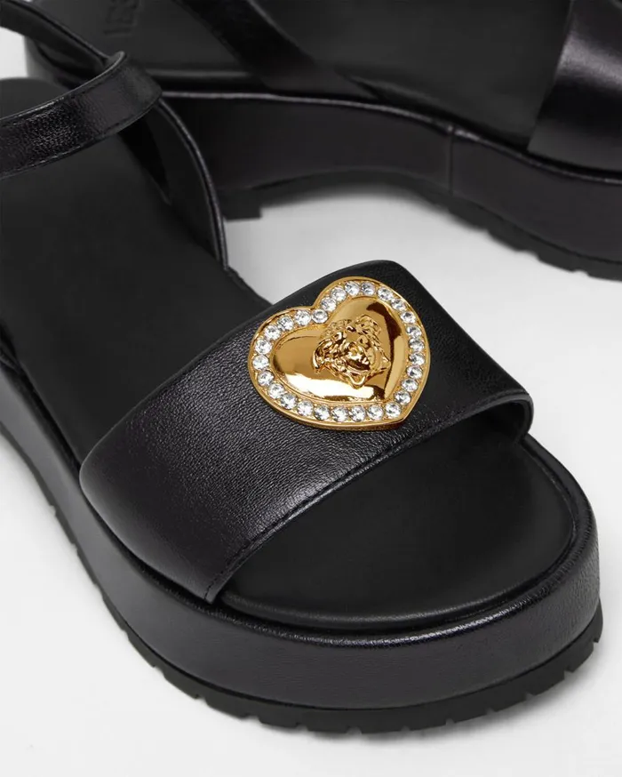 Versace Shoes Crystal Heart Medusa Kids Sandals Blackgold 8211 Children Versace Shoes Crystal Heart Medusa Kids Sandals Blackgold 8211 Children