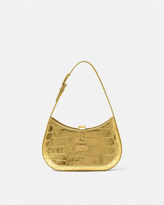 Versace Shoulder and Crossbody Greca Goddess Metallic Small Hobo Bag Gold 8211 Women