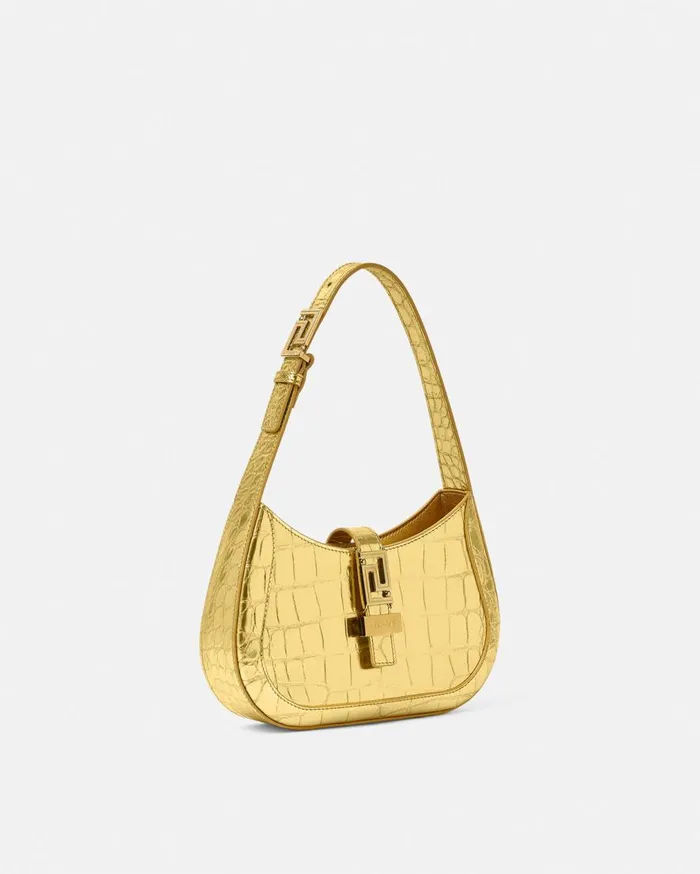 Versace Shoulder and Crossbody Greca Goddess Metallic Small Hobo Bag Gold 8211 Women Versace Shoulder and Crossbody Greca Goddess Metallic Small Hobo Bag Gold 8211 Women