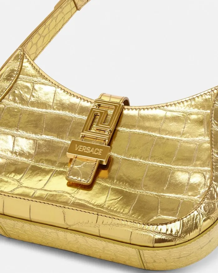 Versace Shoulder and Crossbody Greca Goddess Metallic Small Hobo Bag Gold 8211 Women Versace Shoulder and Crossbody Greca Goddess Metallic Small Hobo Bag Gold 8211 Women