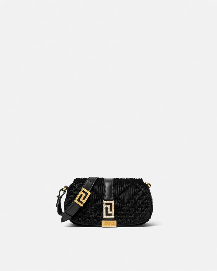 Versace Shoulder and Crossbody Greca Goddess Velvet Mini Bag Blackgold 8211 Women