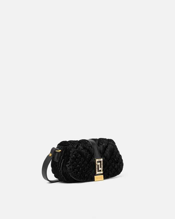 Versace Shoulder and Crossbody Greca Goddess Velvet Mini Bag Blackgold 8211 Women Versace Shoulder and Crossbody Greca Goddess Velvet Mini Bag Blackgold 8211 Women