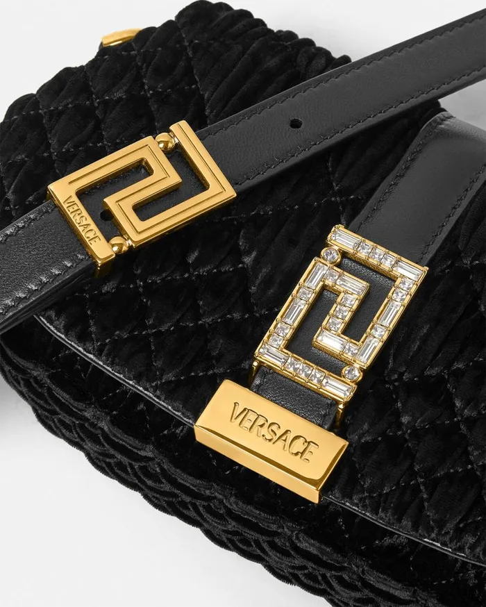 Versace Shoulder and Crossbody Greca Goddess Velvet Mini Bag Blackgold 8211 Women Versace Shoulder and Crossbody Greca Goddess Velvet Mini Bag Blackgold 8211 Women