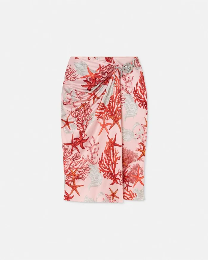 Versace Skirts Barocco Sea Gathered Midi Skirt Pinkprint 8211 Women