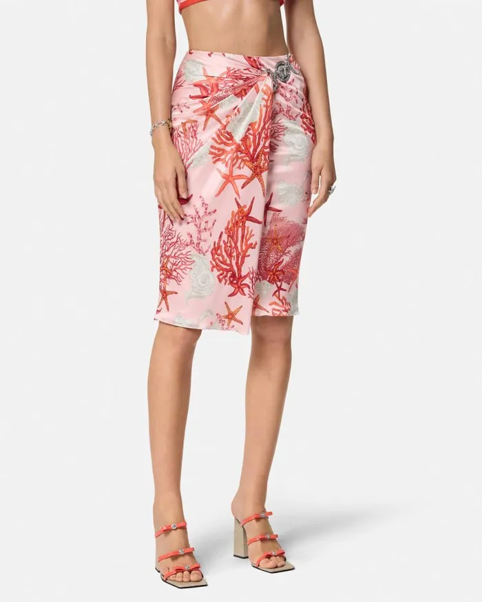 Versace Skirts Barocco Sea Gathered Midi Skirt Pinkprint 8211 Women Versace Skirts Barocco Sea Gathered Midi Skirt Pinkprint 8211 Women