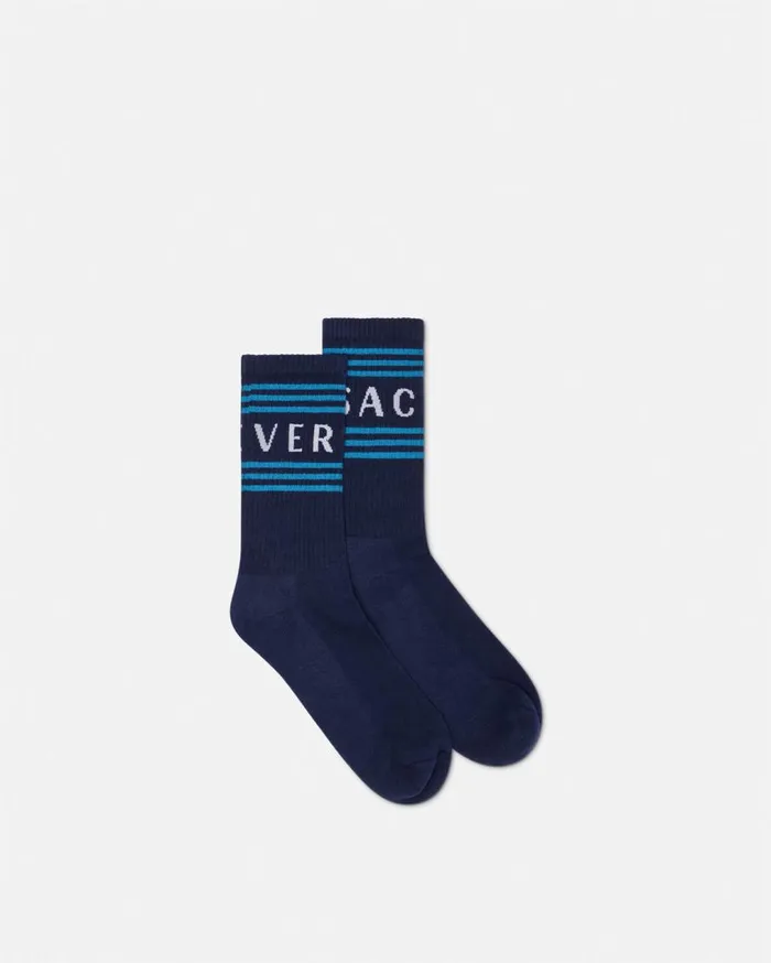 Versace Socks 90s Vintage Logo Socks Blue 8211 Men