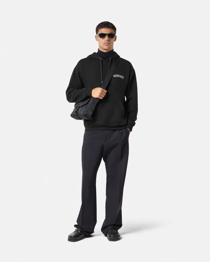 Versace Sweatshirts Versace Milano Stamp Hoodie Black 8211 Men