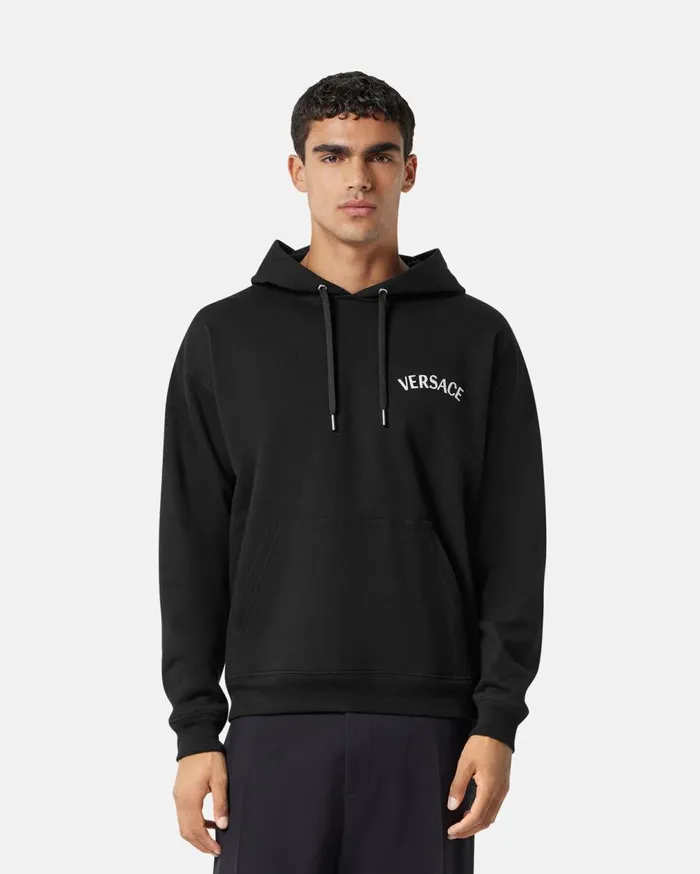 Versace Sweatshirts Versace Milano Stamp Hoodie Black 8211 Men