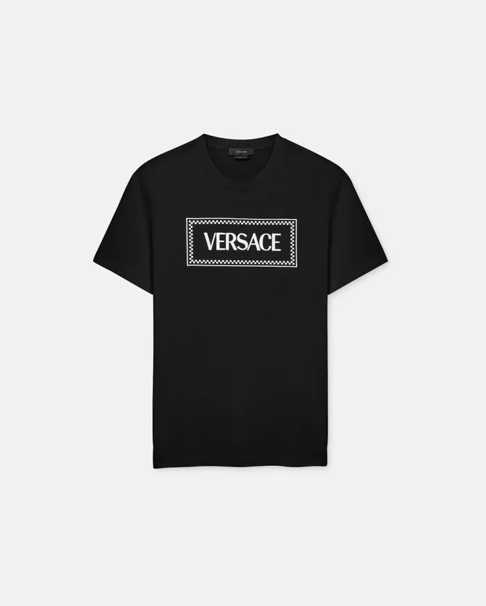 Versace TShirts and Polos Embroidered Logo TShirt Black 8211 Men