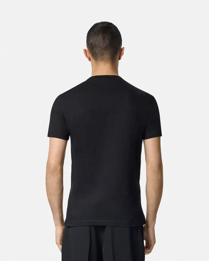 Versace TShirts and Polos Embroidered Logo TShirt Black 8211 Men Versace TShirts and Polos Embroidered Logo TShirt Black 8211 Men