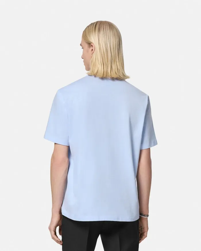 Versace TShirts and Polos Embroidered University Coral TShirt Light Blue 8211 Men Versace TShirts and Polos Embroidered University Coral TShirt Light Blue 8211 Men