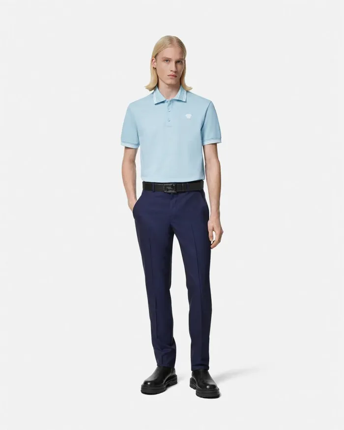 Versace TShirts and Polos Medusa Polo Shirt Light Blue 8211 Men Versace TShirts and Polos Medusa Polo Shirt Light Blue 8211 Men