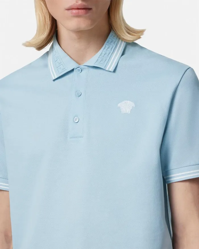 Versace TShirts and Polos Medusa Polo Shirt Light Blue 8211 Men Versace TShirts and Polos Medusa Polo Shirt Light Blue 8211 Men